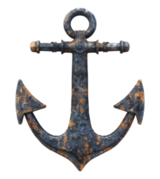 Rustic old metal anchor with weathered texture, cut out - stock .. png