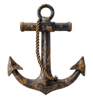 Rustic old metal anchor with weathered texture, cut out - stock .. png