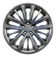 Polished alloy car wheel with modern design, cut out - stock .. png