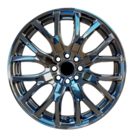 Polished alloy car wheel with modern design, cut out - stock .. png