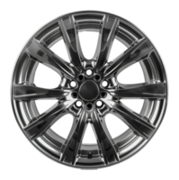 Polished alloy car wheel with modern design, cut out - stock .. png