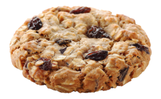 Delicious oatmeal raisin cookies with chewy texture, cut out - stock .. png