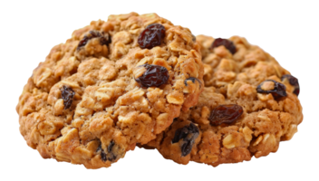 Delicious oatmeal raisin cookies with chewy texture, cut out - stock .. png