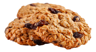 Delicious oatmeal raisin cookies with chewy texture, cut out - stock .. png