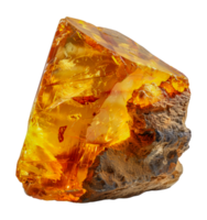 Brilliant amber gemstone with natural inclusions and light refractions, cut out - stock .. png