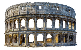 Iconic view of the Colosseum in Rome with detailed ancient architecture, cut out - stock .. png