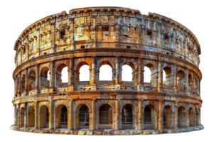 Iconic view of the Colosseum in Rome with detailed ancient architecture, cut out - stock .. png