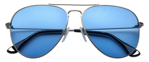 Classic aviator sunglasses with blue tinted lenses, cut out - stock .. png