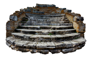 Weathered stone amphitheater ruins, cut out - stock .. png