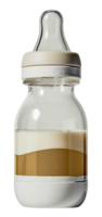 Plastic baby bottle with milk separated by layers, cut out - stock .. png