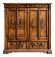 Ornate wooden wardrobe with vintage details, cut out - stock .. png