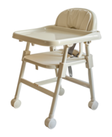 Cream baby high chair with adjustable height, cut out - stock .. png
