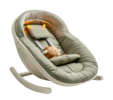 knus groen baby rocker met pluche speelgoed- en gloeiend ogen, besnoeiing uit - voorraad .. png