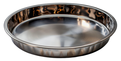 Polished stainless steel round pan for baking and cooking, cut out - stock .. png