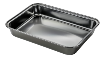 Shiny stainless steel rectangular baking tray, cut out - stock .. png