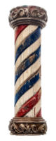 Old-fashioned barber pole with red, white, and blue stripes, cut out - stock . png