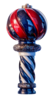 Old-fashioned barber pole with red, white, and blue stripes, cut out - stock . png