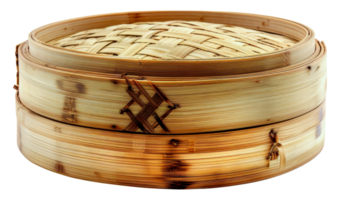 Stacked bamboo steamers for versatile kitchen use, cut out - stock . png