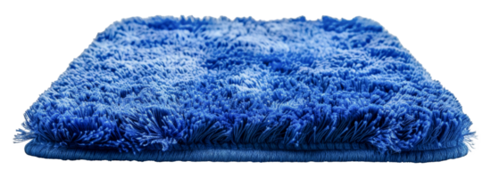 Deep blue shag rug texture flat lay view, cut out - stock .. png