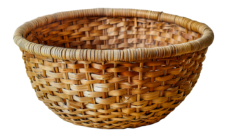 Large handwoven basket ideal for household storage and decor, cut out - stock . png