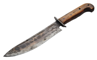 antik böjd kniv med trä- hantera, skära ut - stock .. png