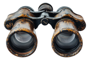 Rustic vintage binoculars with a weathered look, cut out - stock .. png