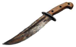 antik böjd kniv med trä- hantera, skära ut - stock .. png