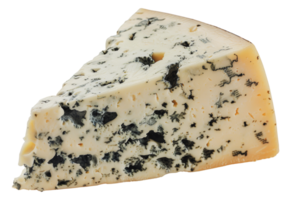 Rich and creamy blue cheese wedge with mold veining, cut out - stock .. png