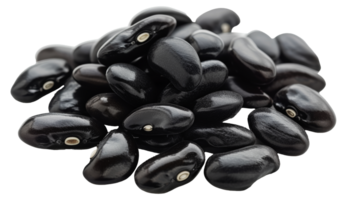 Shiny black beans piled high, cut out - stock .. png