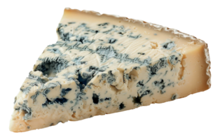 Rich and creamy blue cheese wedge with mold veining, cut out - stock .. png