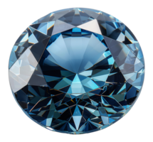 Circular blue gemstone with intricate facet design, cut out - stock .. png