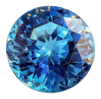 Circular blue gemstone with intricate facet design, cut out - stock .. png