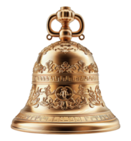 Antique brass bell with ornate decorations, cut out - stock .. png