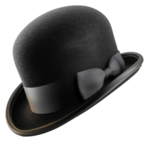 clásico negro jugador de bolos sombrero con elegante arco cinta, cortar fuera - valores .. png