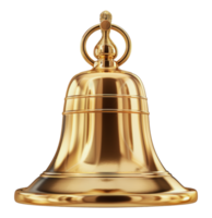 Polished golden bell with sleek design, cut out - stock .. png