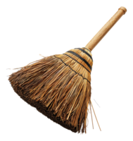 Traditional handcrafted straw broom, cut out - stock .. png