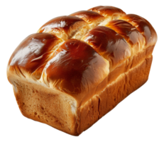 Golden brown braided bread loaf, cut out - stock .. png