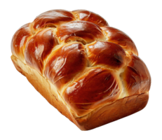 Golden brown braided bread loaf, cut out - stock .. png