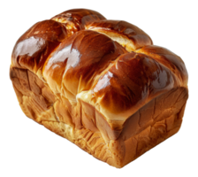 Golden brown braided bread loaf, cut out - stock .. png