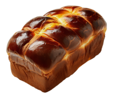 Golden brown braided bread loaf, cut out - stock .. png