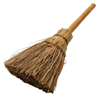 Traditional handcrafted straw broom, cut out - stock .. png