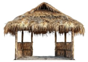 Tropical thatched roof hut, cut out - stock .. png