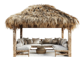 Tropical thatched roof hut, cut out - stock .. png