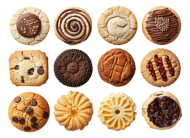 Variety of gourmet cookies, cut out - stock .. png