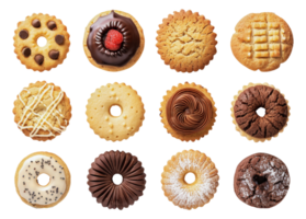 Variety of gourmet cookies, cut out - stock .. png