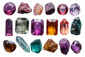 vistoso colección de clasificado cristales, cortar fuera - valores . png