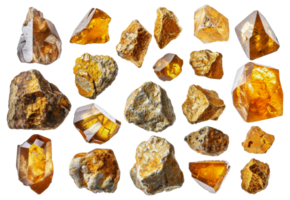 Polished crystals and gemstones, cut out - stock .. png