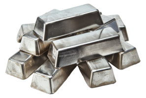 Stacked silver bars, cut out - stock .. png