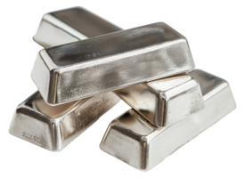 Stacked silver bars, cut out - stock .. png