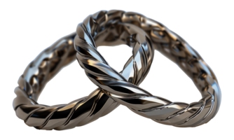 Elegant intertwined silver and gold rings, cut out - stock .. png